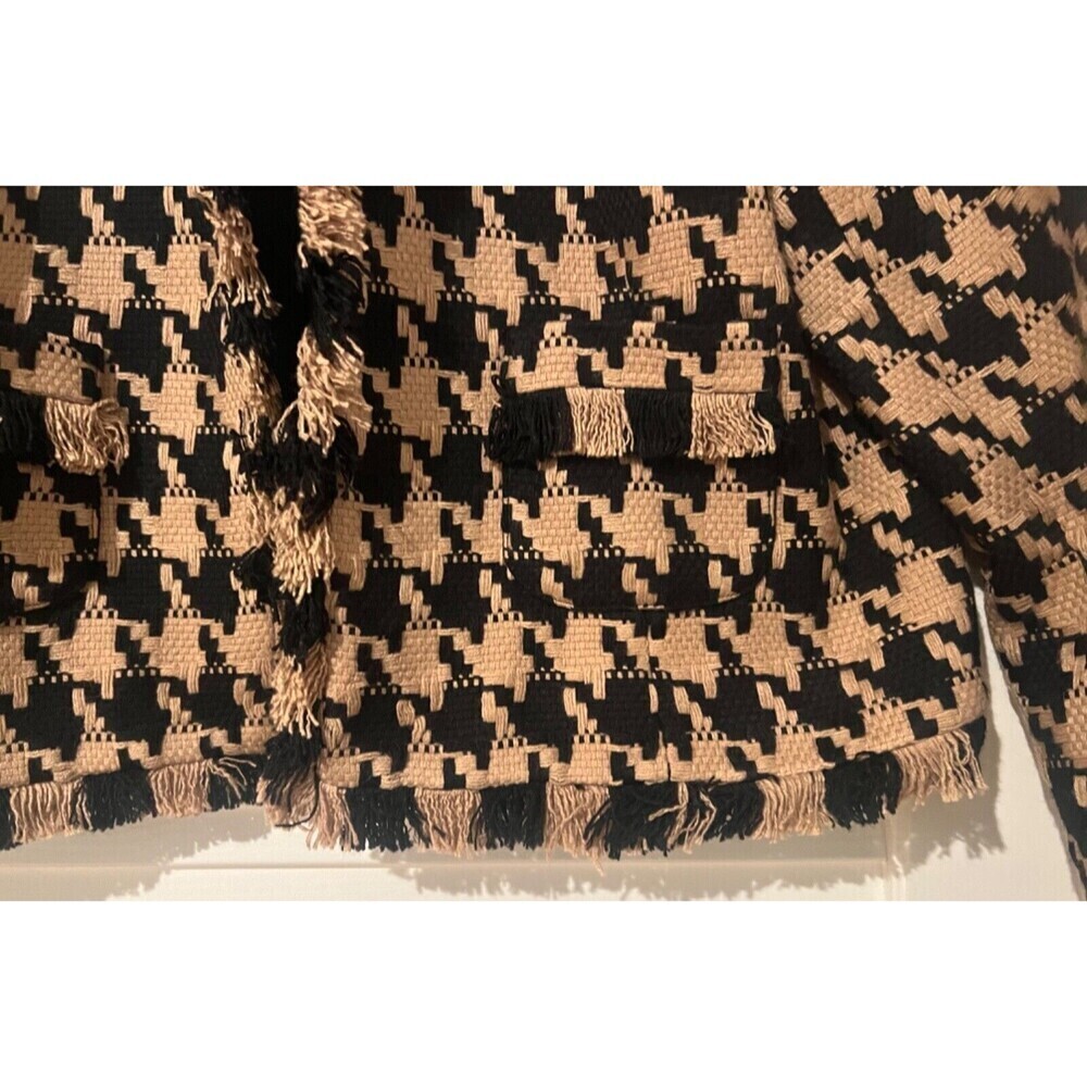 NWT L'AGENCE Angelina Houndstooth Open Front Blazer in Cappuccino Black Brown - Picture 9 of 16
